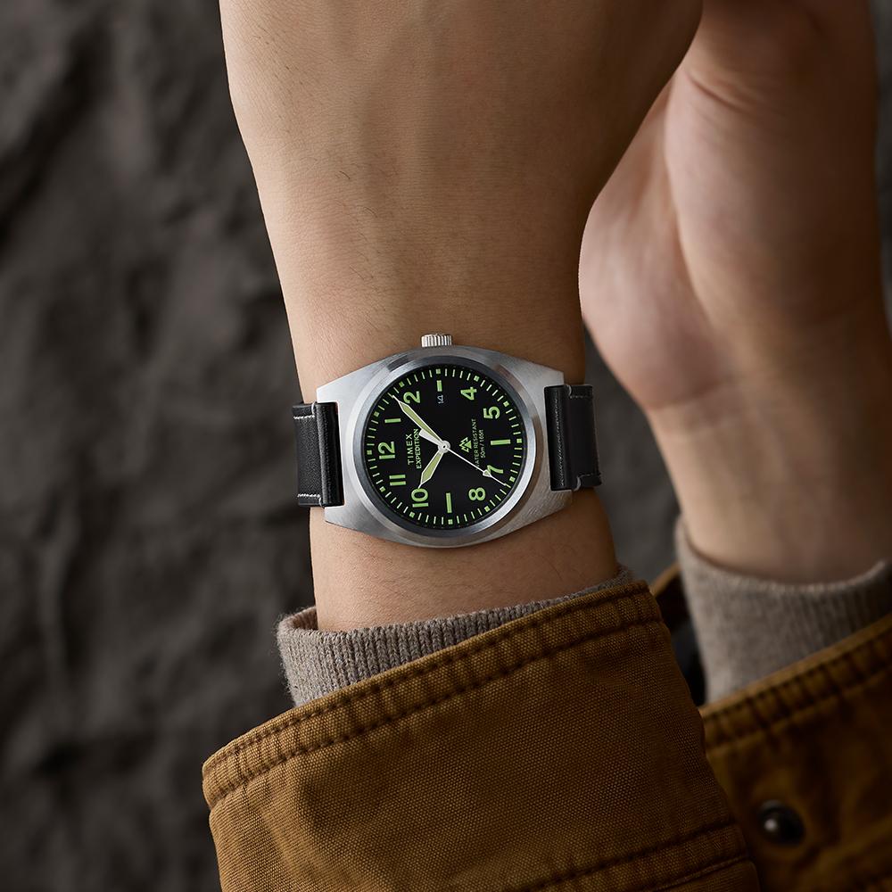 [Timex] Expedition Capstone Black Leather Watch 39mm TW2Y30700