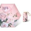 Micro Mini Manual Compact Umbrella Rose Oil Painting Umbrella Pink with Multicolored Flowers Travel Umbrella for Woman