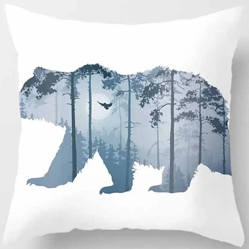 Animal Outline Pattern Decorative Pillow Cover Car Sofa Square Cushion Pillow Cover