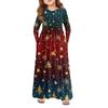 Girls' Maxi Dress - Long Sleeve Pocket Dress Christmas Day