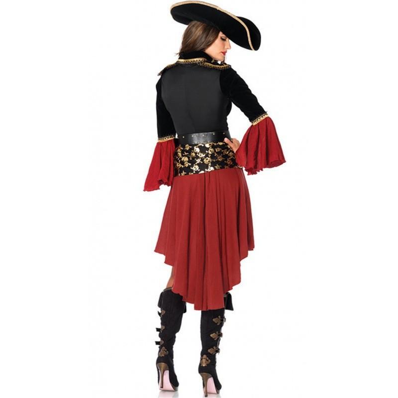 Caribbean Adult Unique Pirate Costume With Skirt Hat And Belt Perfect For Halloween And Activities Cosplay