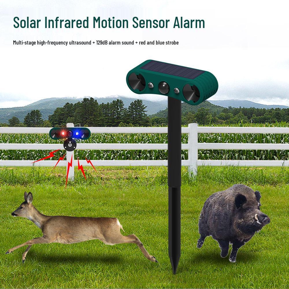 Outdoor Infrared Animal Repeller with Sound, Light, and Solar Warning