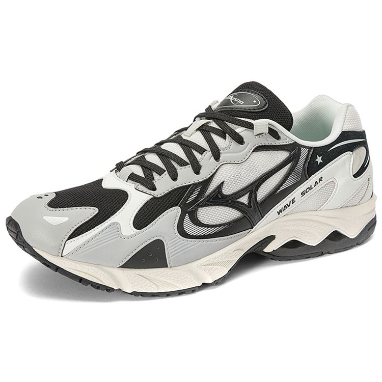 Mizuno Wave Solar Sports Non-Slip Wear-Resistant Breathable Low-Top Casual Shoes Unisex Sneaker Cool-Gray Black White D1GH222308