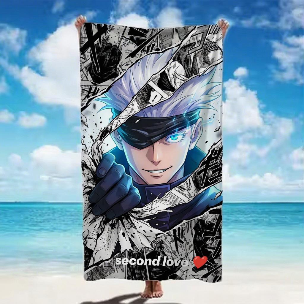 Jujutsu Kaisen Main Characters Split Anime Beach Towel Quick Dry Water Absorbent Bath Towel For Men Women Children Anime Fans