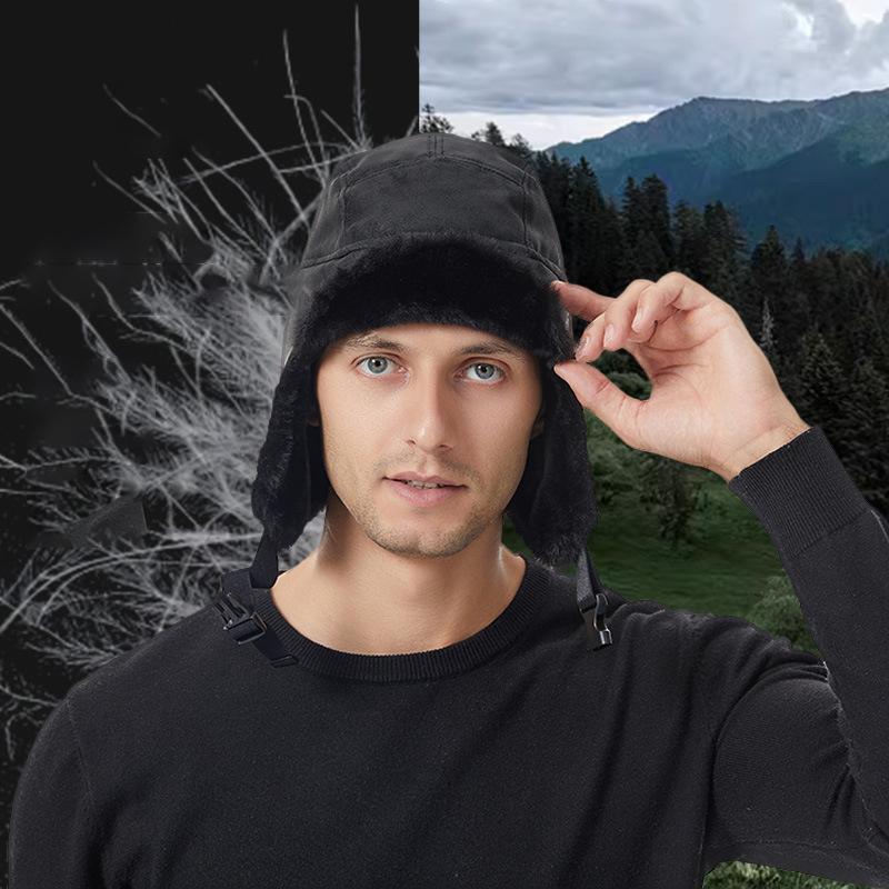 New Solid Color Plush Lei Feng Hat Men and Women Winter Outdoor Riding Skiing Sport Ear Protection Windproof Leather Bomber Hats