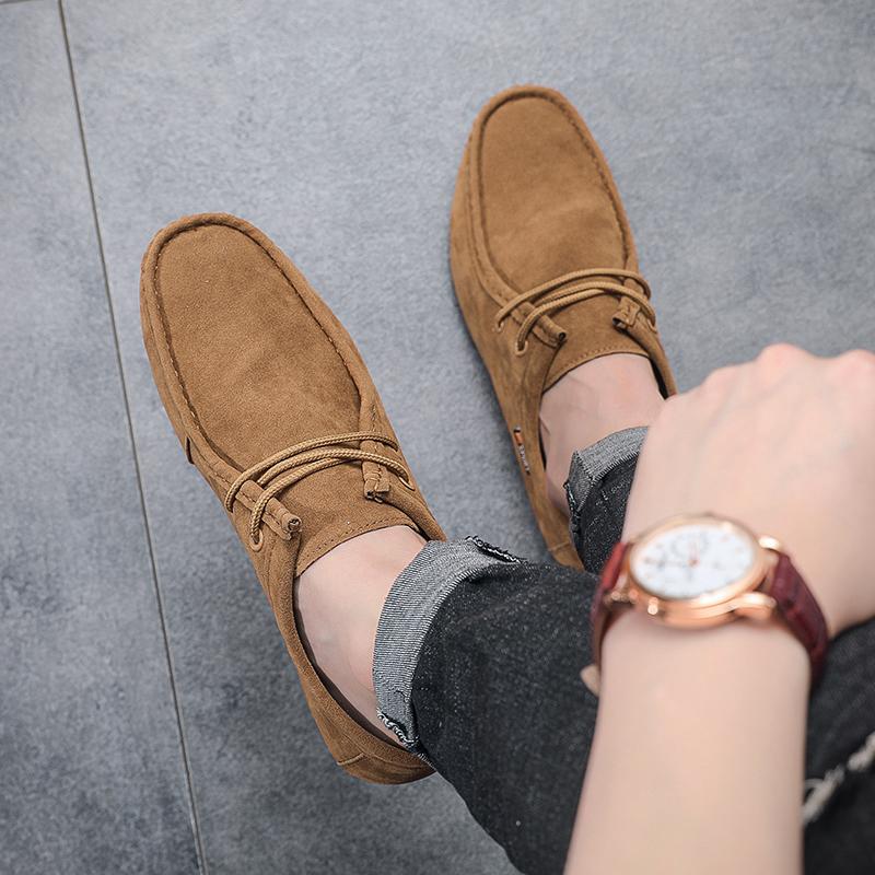 Fashion Autumn Men Casual Shoes Suede Leather Work Shoes Male Lace up Flats Sneakers Platform  Business Party Dress Shoes