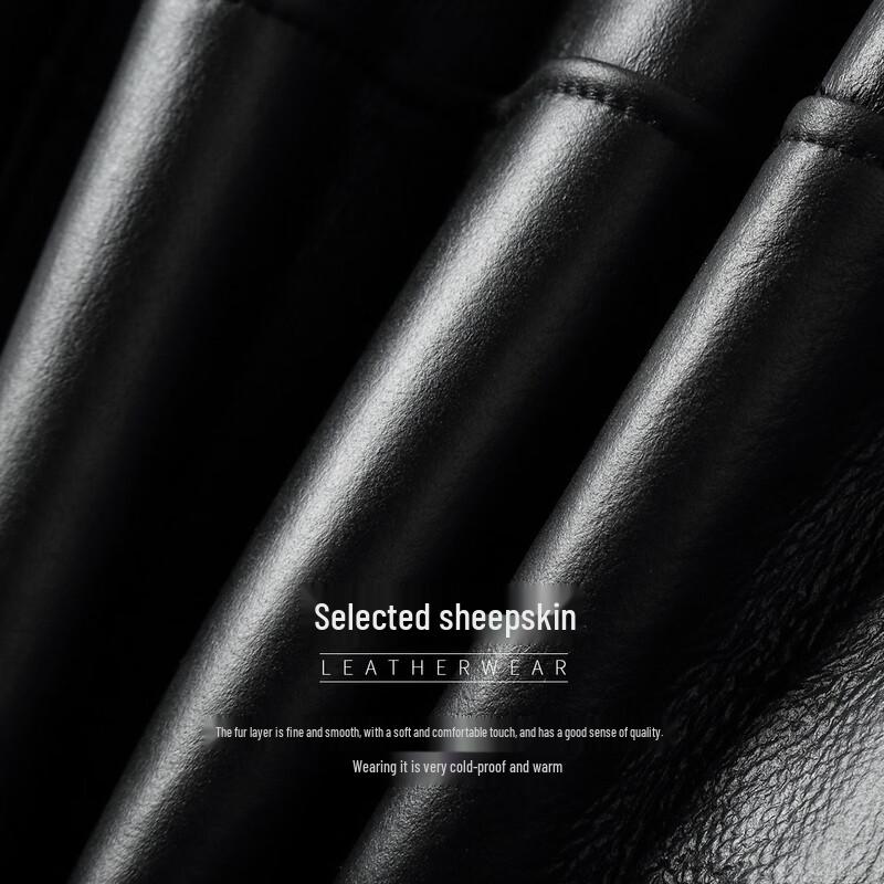 Futing Men's Shearling Lined Genuine Leather Winter Jacket