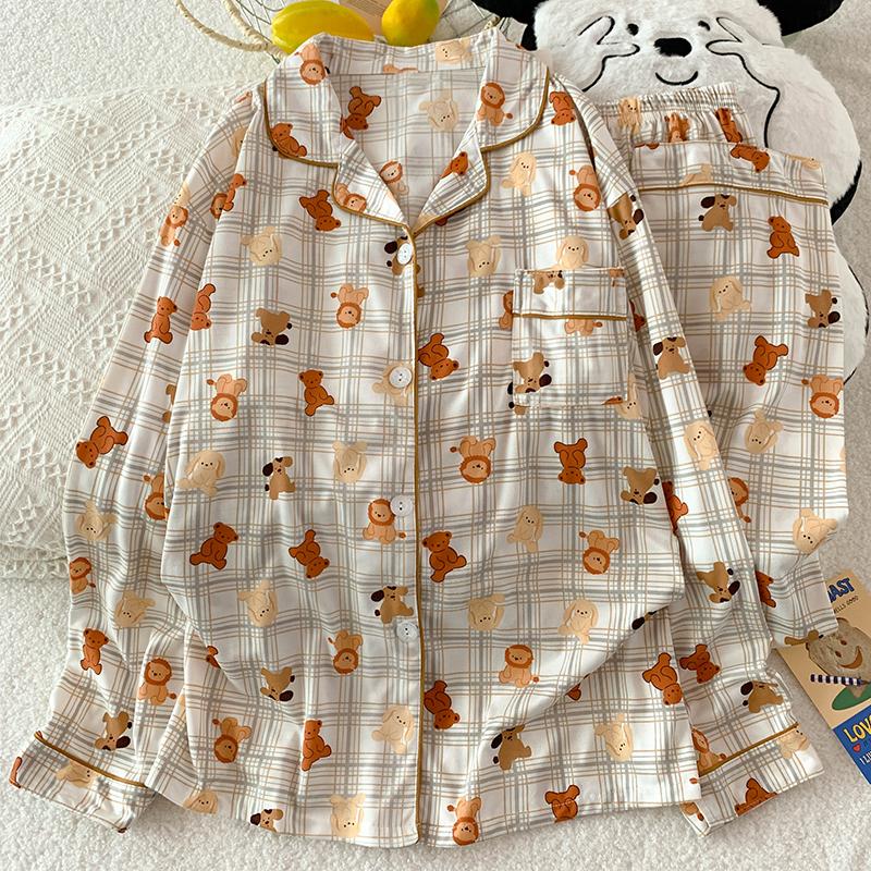 Pijama Coração Roxo Primavera Outono para Mulheres Moda Manga Comprida tops e Calças roupa de dormir Elegante de Alta Qualidade Confortável Lapela Roupa de Descanso