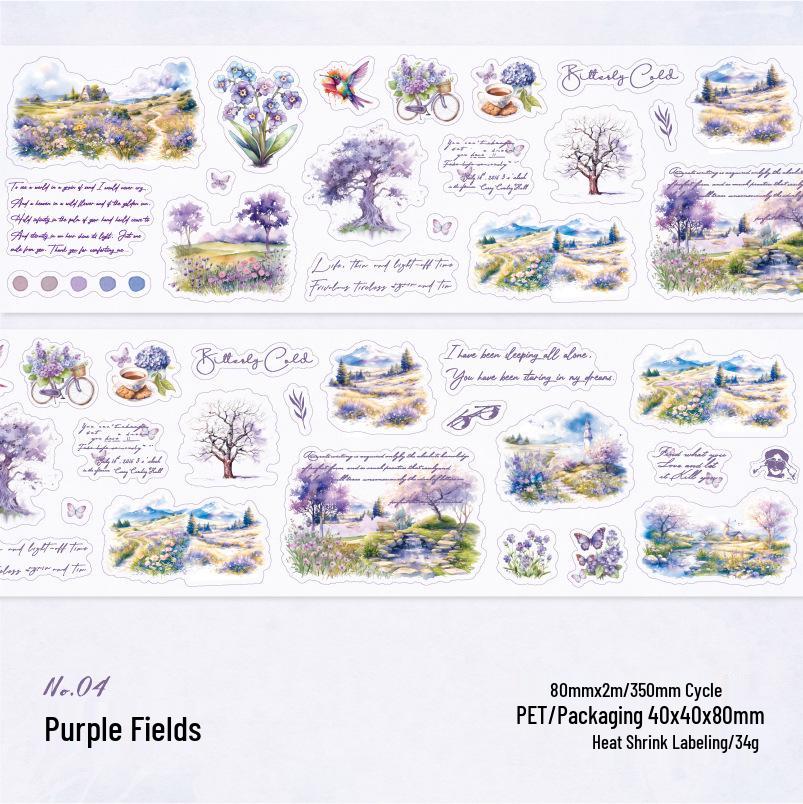 Twilight PET Die-Cut Scenery Tape - 4 Landscape Styles for DIY Planner Decoration