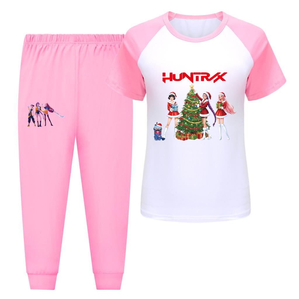 

5085 Детский комплект для девочек Rumi Zoey Mira с принтом охотников, футболка, брюки 170cm розовый