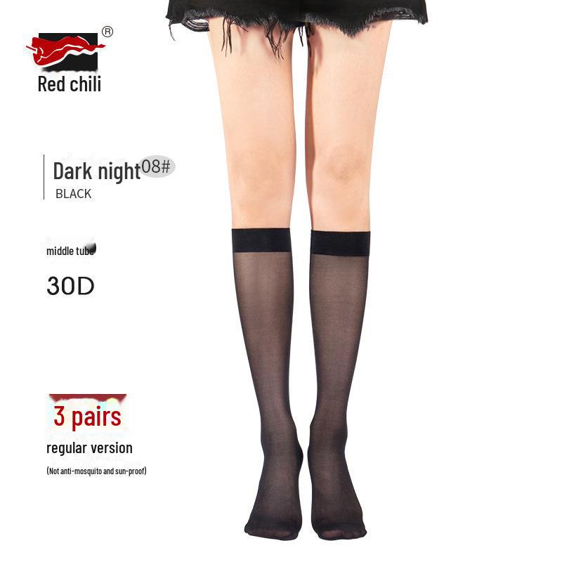 Red Pepper Fashion Mid-Tube Velvet Stockings: Breathable, Thin, Sexy Calf Socks for Women