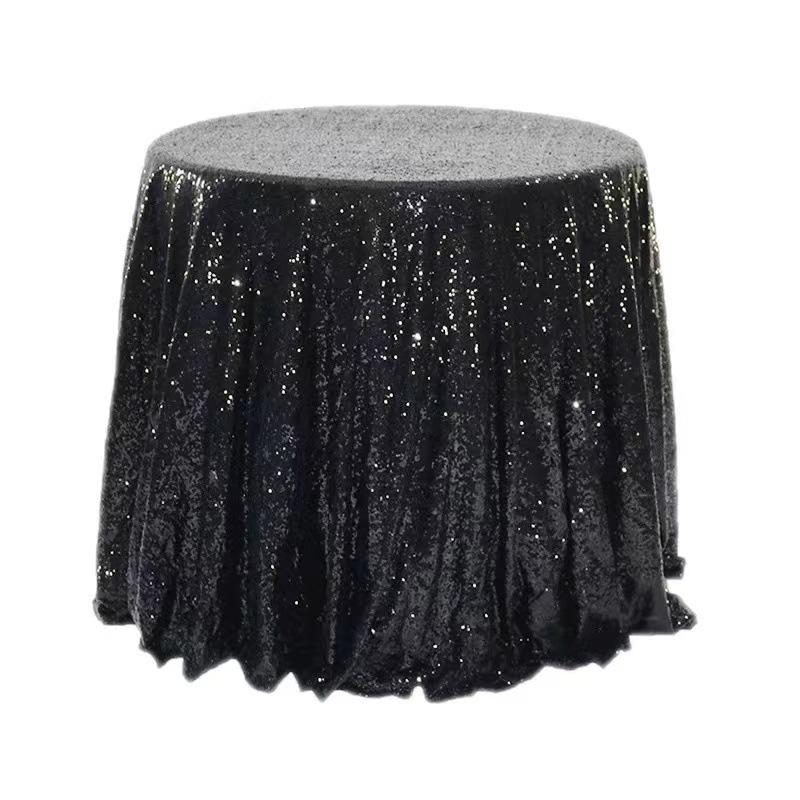 Nordic Style Round Solid Color Sequin Tablecloth for Weddings and Hotel Banquets