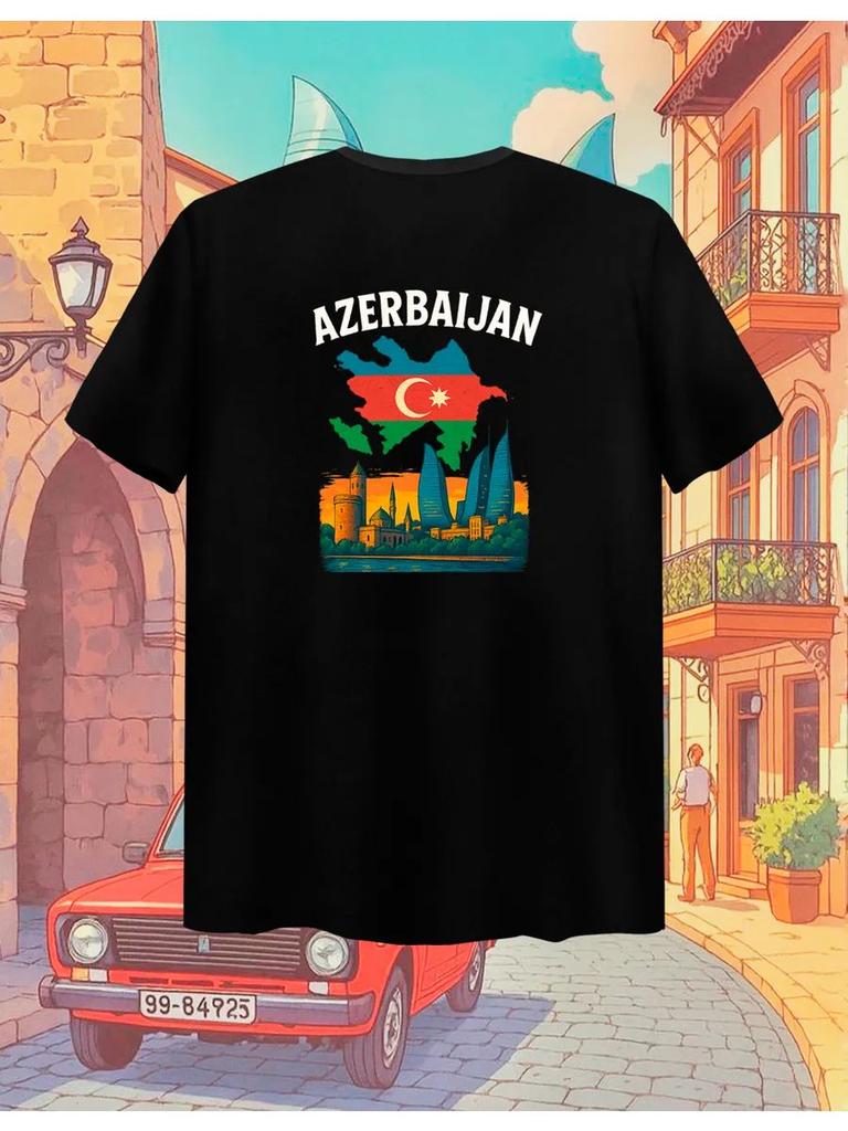 T-shirt con Stampa Azerbaijan/Azerbaijan