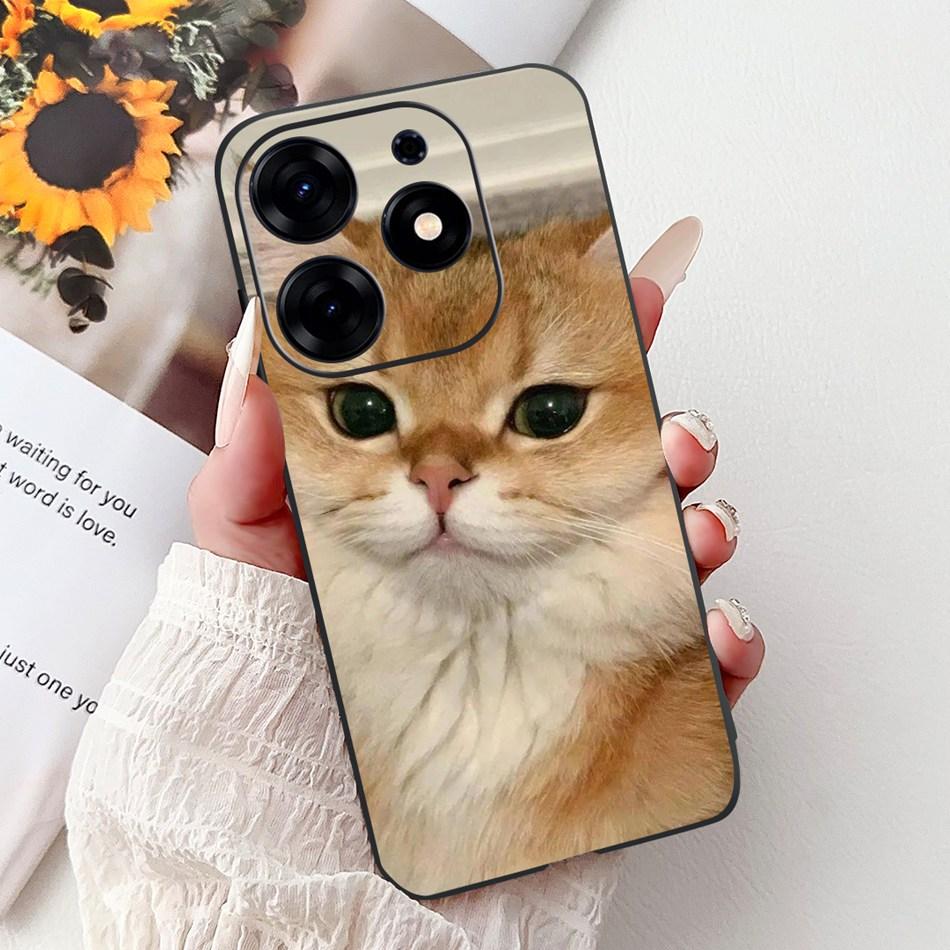 For Tecno Spark 10 Pro Phone Case Spark 10Pro 4G KI7 Elegant Floral Cat Printing Soft Silicone TPU Cases