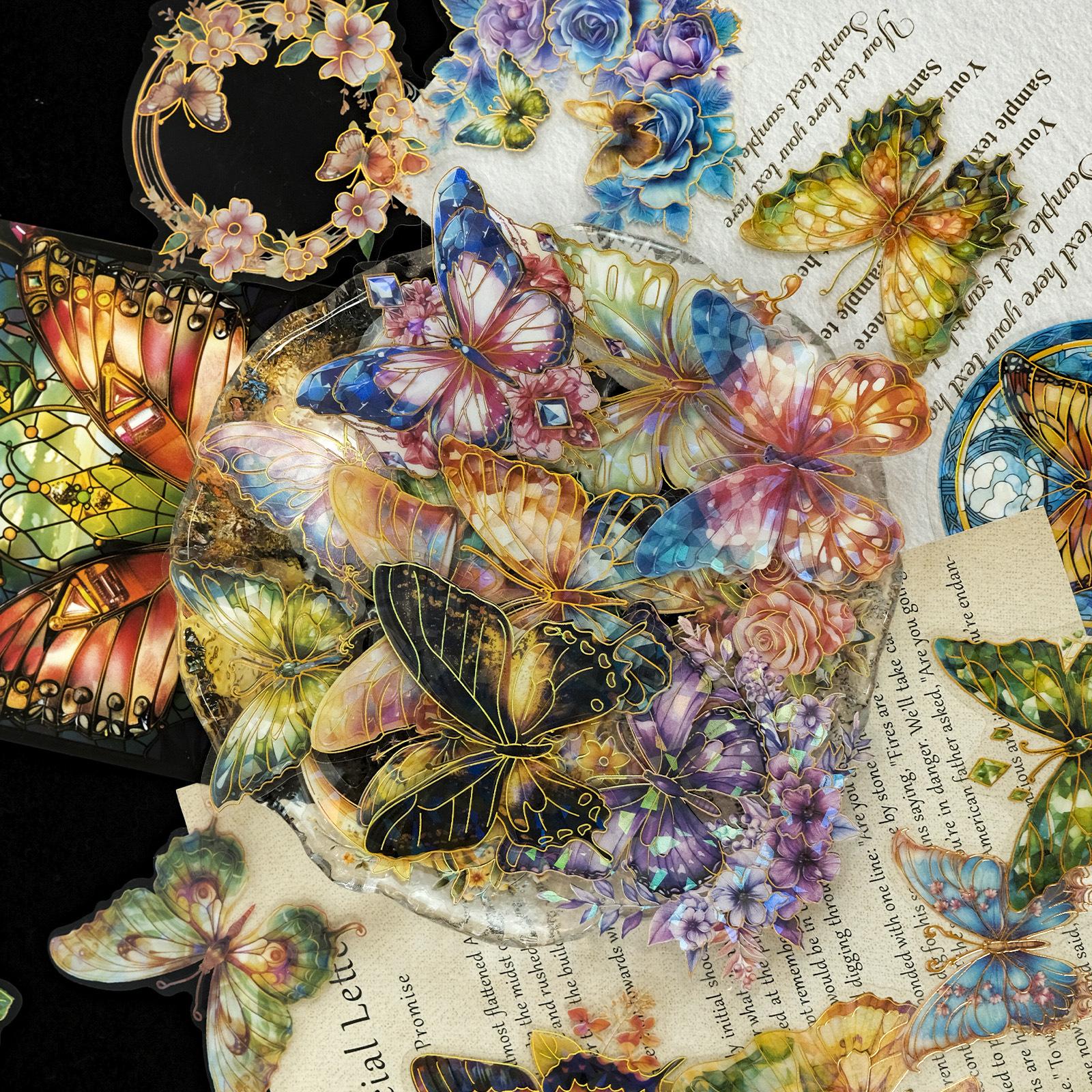 

6 упаковок лазерной горячей штамповки бабочка цветок украшение счета наклейка DIY креативная бабочка украшение счета материал наклейка 1 pack of 30