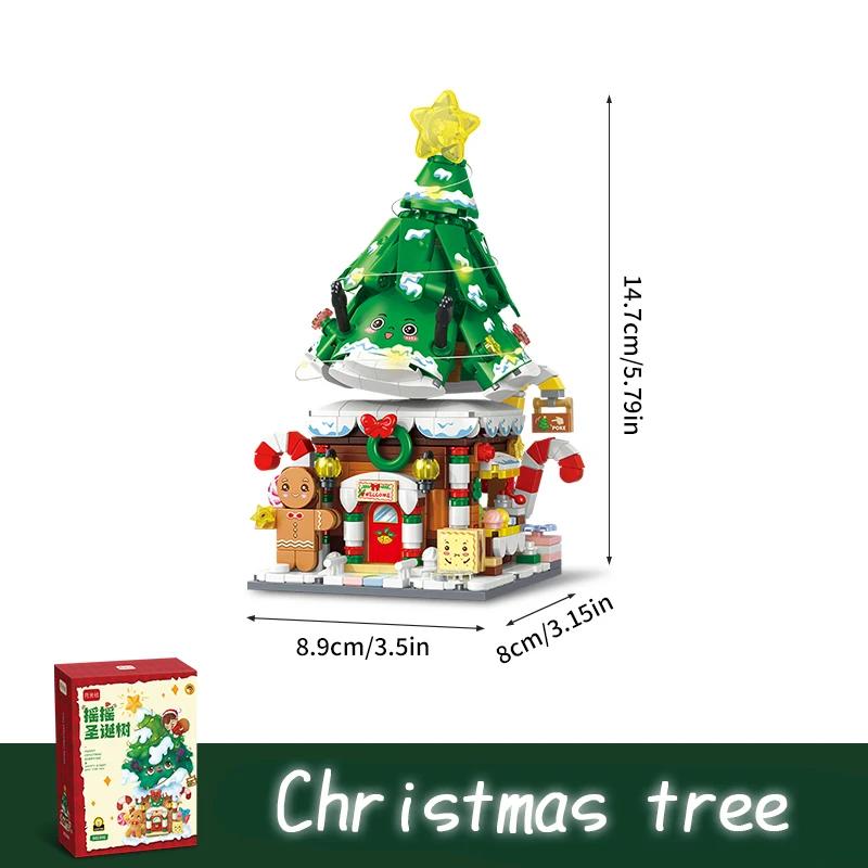 Christmas Swing Street View Series Building Blocks Snowman Sleigh Cupcake Assembly Model Bricks Children's Toys Holiday Gifts