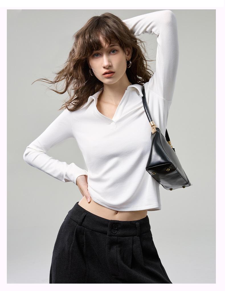 Dámské měkké tričko s dlouhým rukávem a výstřihem do V - Zeštíhlující vysoce kvalitní základní vrstva na podzim 2025