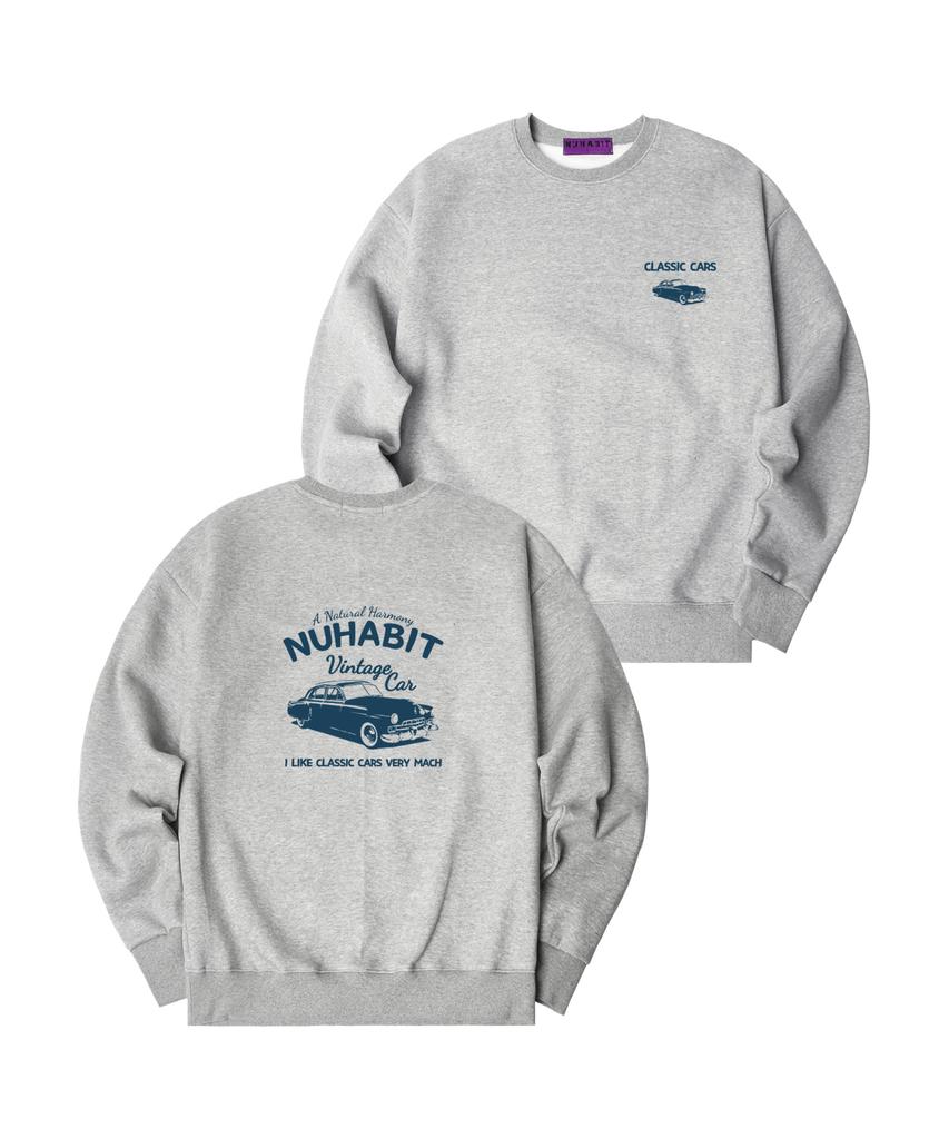 NUHABIT N/H Classic Cars Oversized Fleece-Lined Sweatshirt_Gray (Som4-4Nh1209)