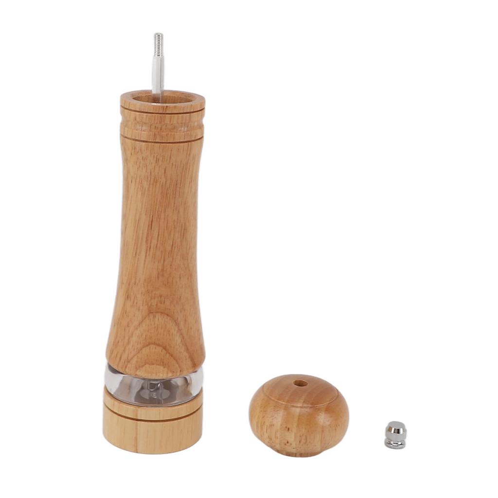 Wood Pepper Grinder with Clear Window Adjustable Coarseness Effortless Manual Operation Pepper Mill for Kitchen Light