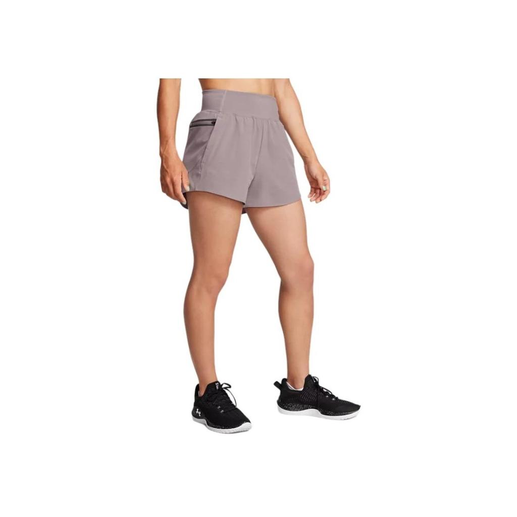 Under Armour Vanish SmartForm Simple Brand Logo Comfortable Breathable Waterproof Three-Quarter Casual Shorts Women Shorts Lithe-Gray 1377555-015