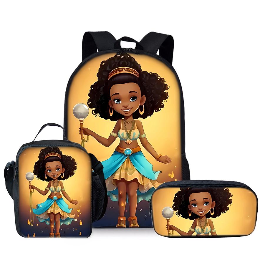 Meisjespatroon Drie Delige Set Rugzak+Broodtrommel+Etui Voor Jongens/Meisjes Kinderen Beste Cadeaus 2D Cartoon Tieners Laptop Schooltas