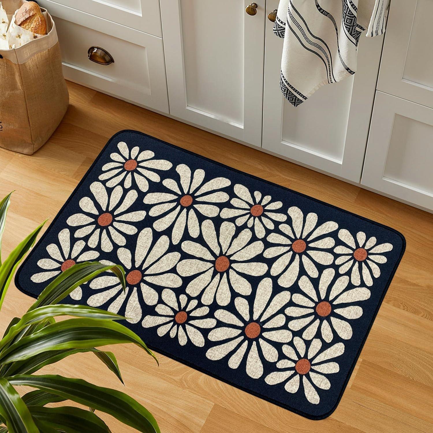 

Цветочный коврик для пола в стиле ретро, грязеотталкивающий и простой в уходе, впитывающий, быстросохнущий коврик для пола для ванной комнаты 40 * 60cm