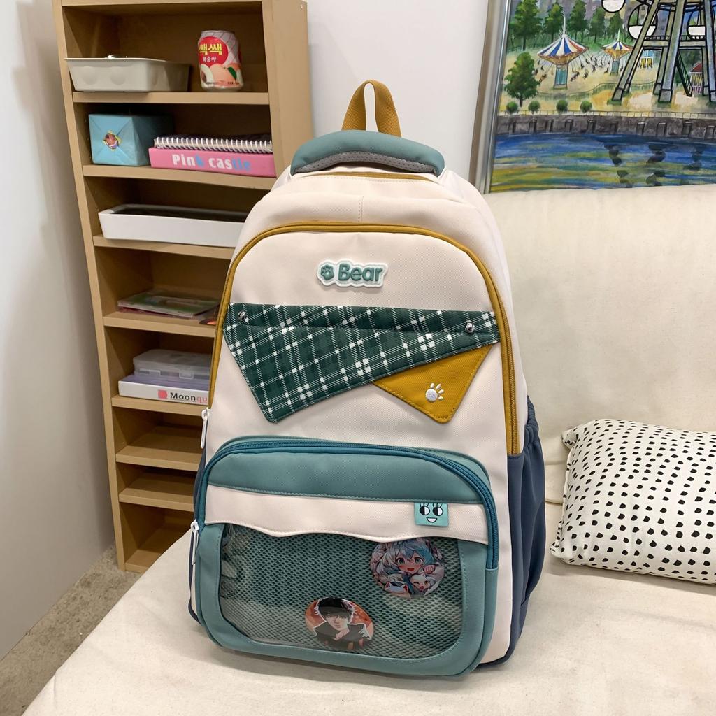Korean Version of Schoolbag for Female Junior High School Students, Cute Transparent Pain Bag, Large-capacity Computer Backpack, Versatile St