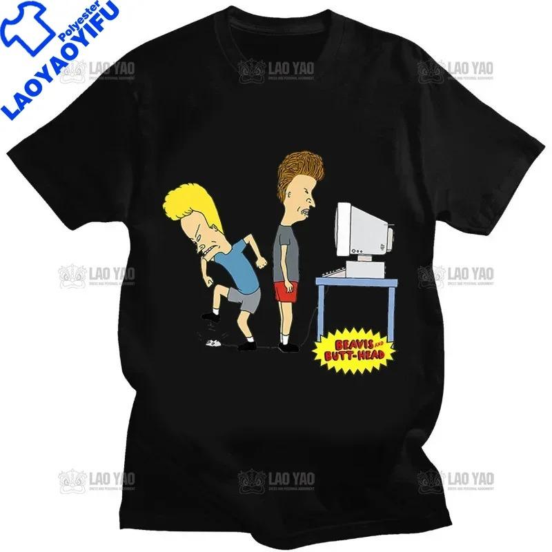T-shirt Kawaii Beavis and Butthead Novità Divertenti Grafiche Cartoon T-shirt Uomo Abbigliamento Casual Estate Uomo T-shirt Oversize