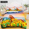 3D-Bettbezug mit Pferd, King- und Queen-Size-Größe, gelbes Sonnenblumen-Bettwäscheset, florales Tiermotiv, Bettbezug, Wildtier-Motiv, weicher Bettbezug