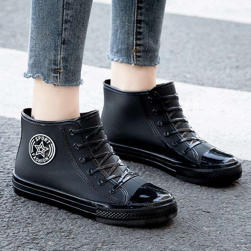 Jelly transparent non-slip fashion waterproof shoes rain shoes rain boots rubber shoes overshoes velvet cotton water boots women's short tube adult su