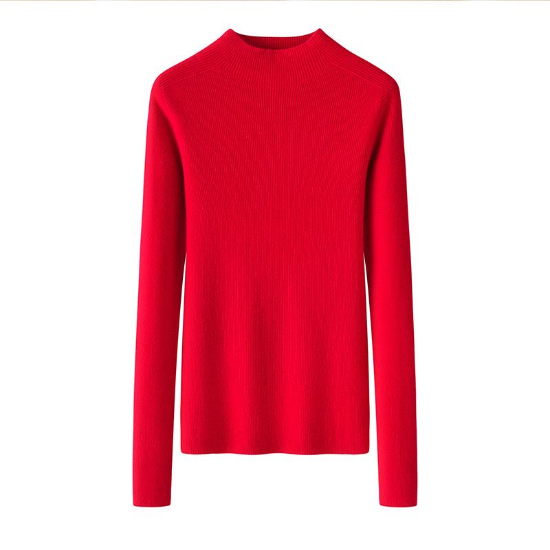 Premium Women's Slim-Fit Cashmere Half-High Neck Sweater - Custom Pantone Colors Available