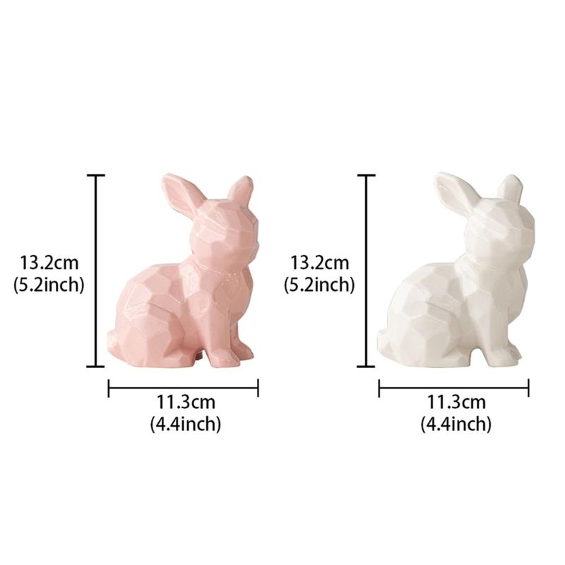 Ceramic Rabbit Sculpture Animal Figure Statue for Easter Table Decoration and Garden Desktop Display
