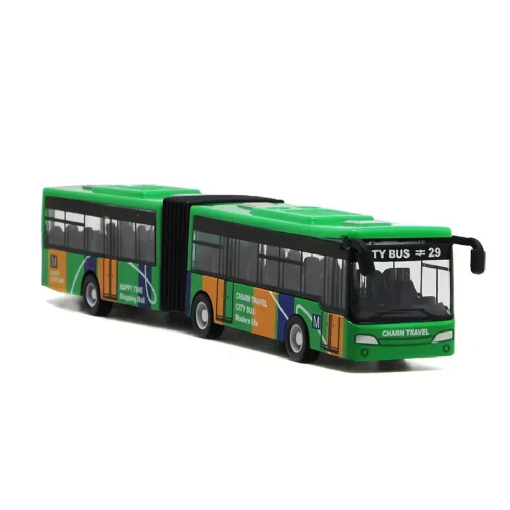 1/64 Diecast Alloy Bus Pull-back Car Kids Toy Inertia Vehicle Model Mini Car Double Section Bus Education Toy for Children Gifts