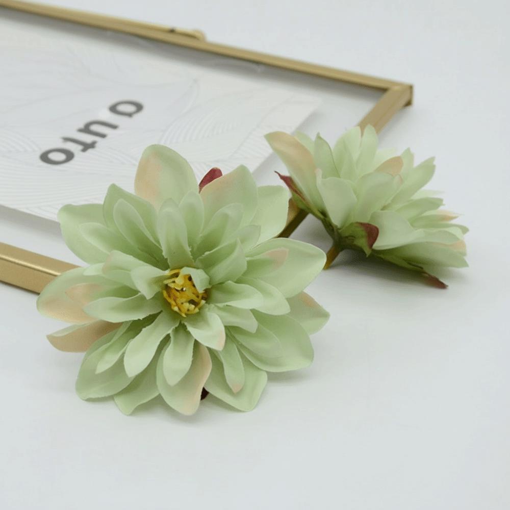 10pcs Satin Dahlia Artificial Flowers Fake Flower DIY Garland Bouquet Silk Chrysanthemum Dahlia Mix Color Brooch Accessories