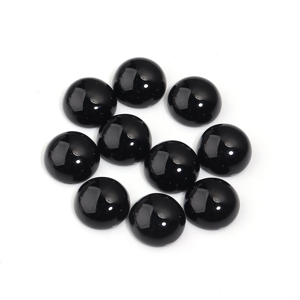 5/10pcs Natural Stone Cabochon Black Agate Round Flatback Cabochon Loose Beads For Jewelry Making DIY Ring Pendants Accessories