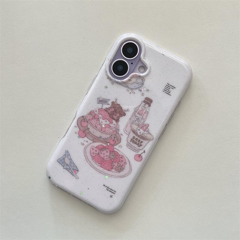 

Strawberry Bear Double Layer Anti-Fall Case for iPhone 15/16/17 Pro Max & 13/14 iPhone 15 Pro Max