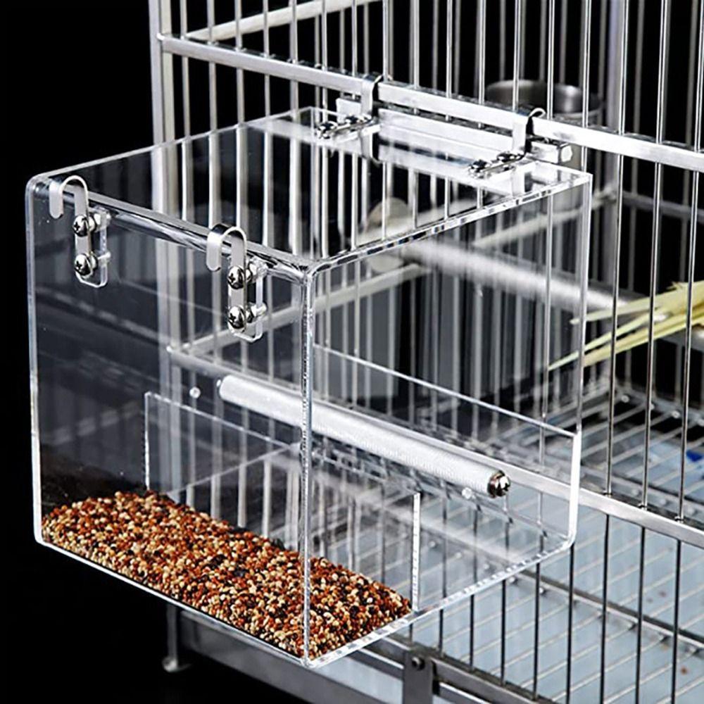 Hanging Acrylic Bird Feeder Spill-proof Cup Parrot Parakeet Tray Bird Automatic Feeder  Cockatiels