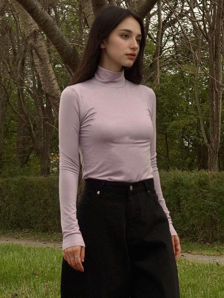 PREMIERE AMOUR Breeze Tencel Turtleneck T-Shirt - Lavender