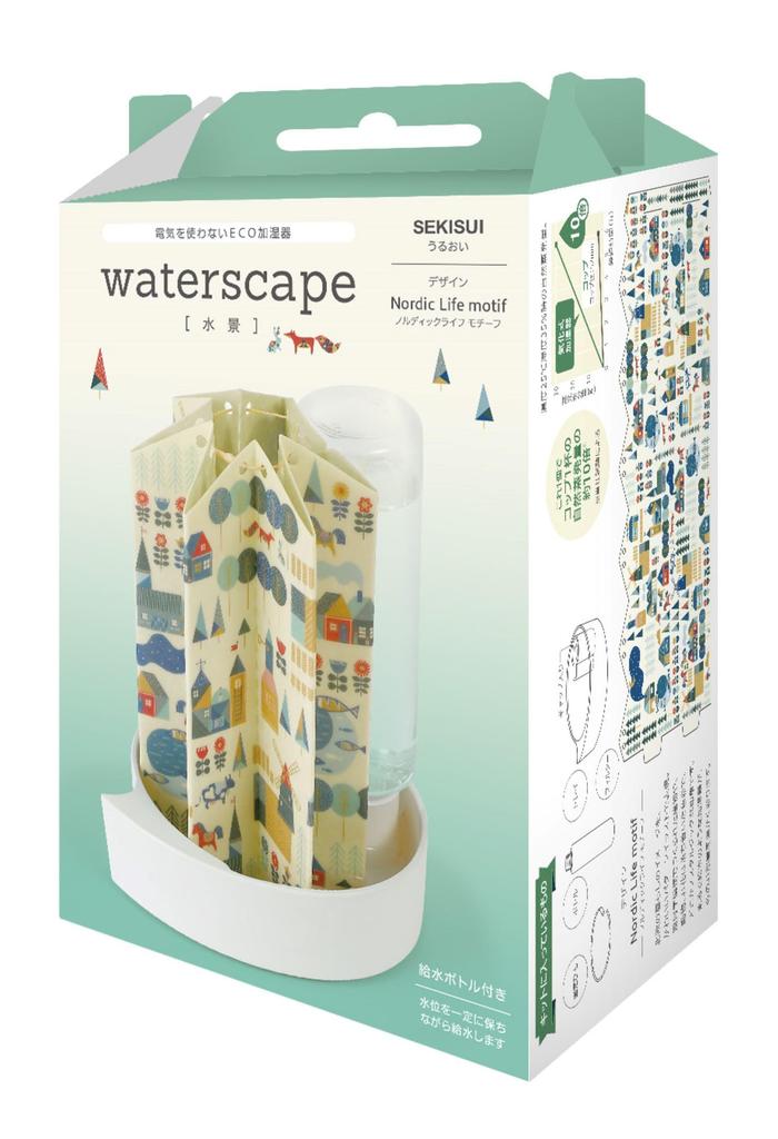 Sekisui Jushi Natural Evaporative Eco Nordic Life X W13 X D11cm Humidifier, Waterscape, WS-NR, H15.5