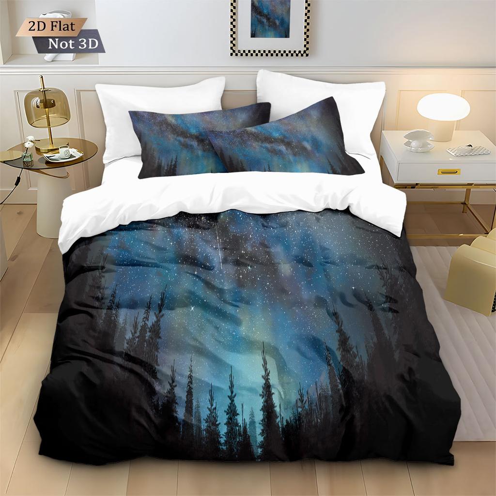 Space And Universe Quilt Cover 3D Printed Galactic Starry Sky Bedding Set Bedroom Decoration With Zipper Single Twins Large Size