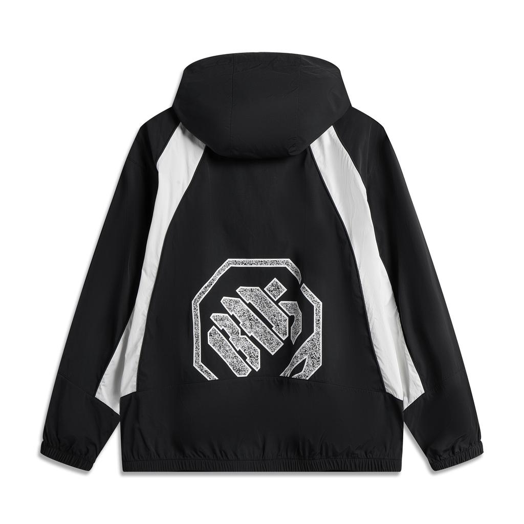 Li-Ning Badfive Spliced Letter Zipper Hoodie Casual Sports Jacket Men Jackets Black Off-White AFDV329-4