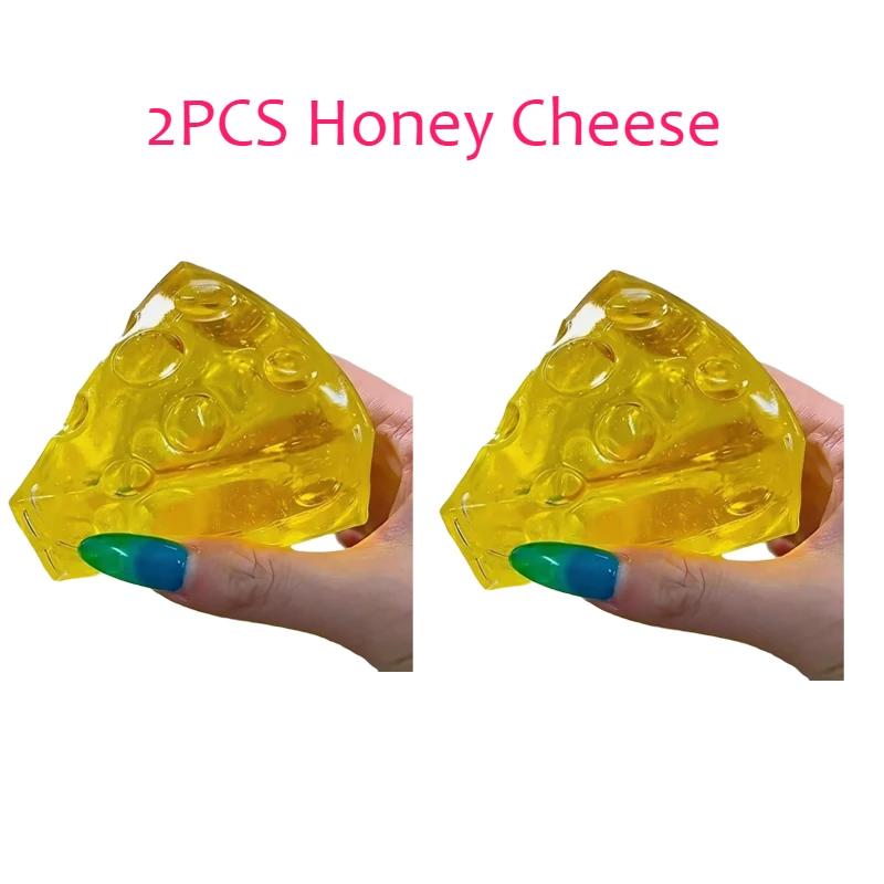 Squishy Honey Cheese Square Squeeze Toys Super Soft Mochi Cheese Fidgets Toys Funny Anti-Stress Sensory Toy For Adults Gifts