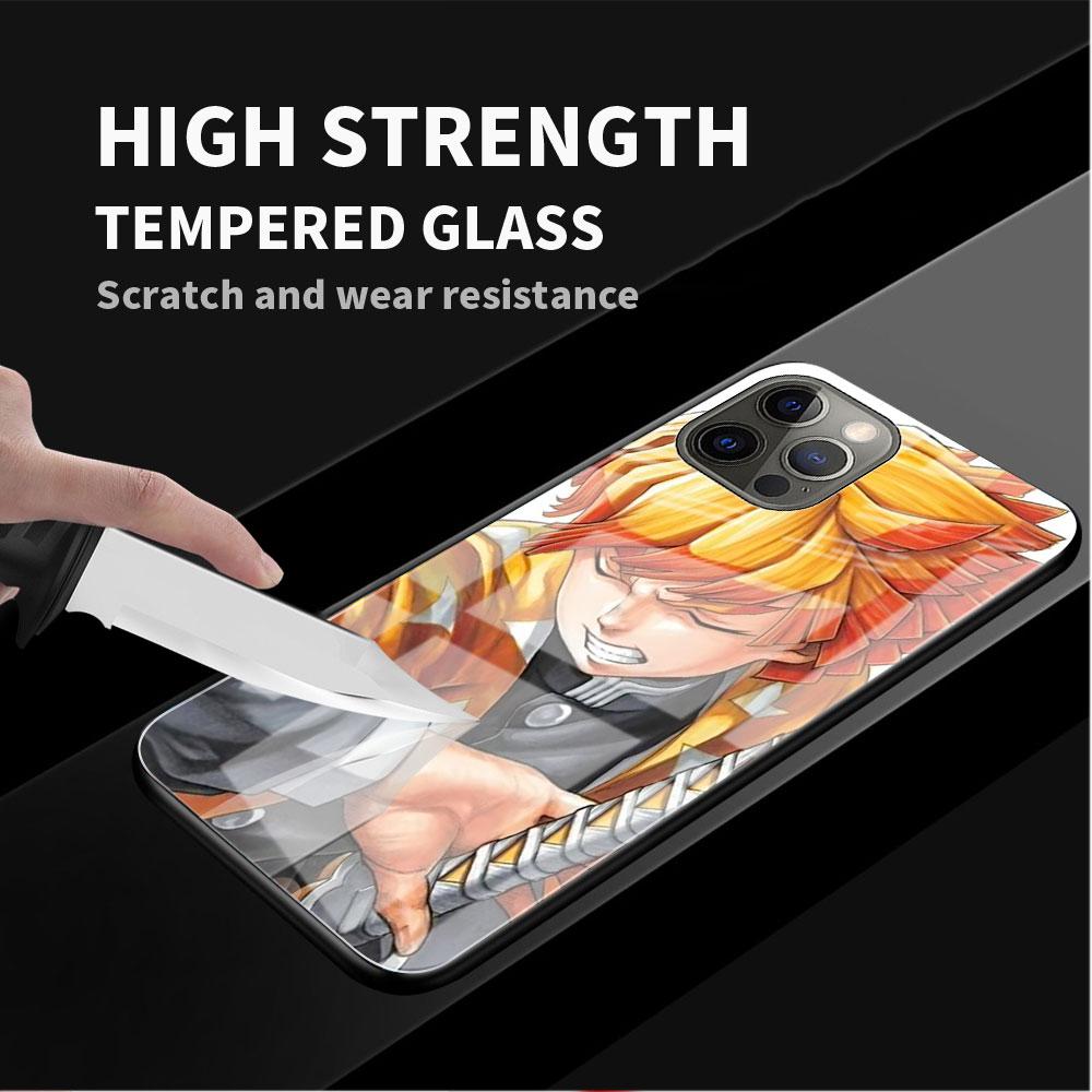 Demon Slayer Anime Glass Case For Apple iPhone 14 11 13 Pro 12 7 8 Plus SE 2022 XR X XS Max 6 6S Tempered Phone Cover