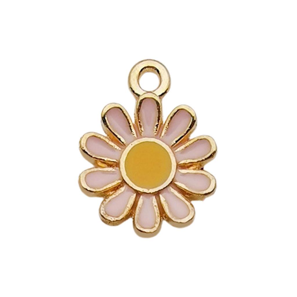 Pink Flower Oil Drop Korean Keychain & Bracelet Pendants