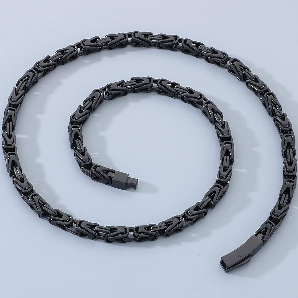 

50-65СМ 6ММ Ланцюжок Чокер для Чоловіків Розкішний Золотий Колір Нержавіюча Сталь Чоловічі Намиста Найкращі Друзі Хлопчики Подарунки на День Народження Ювелірні Вироби 50CM чорний