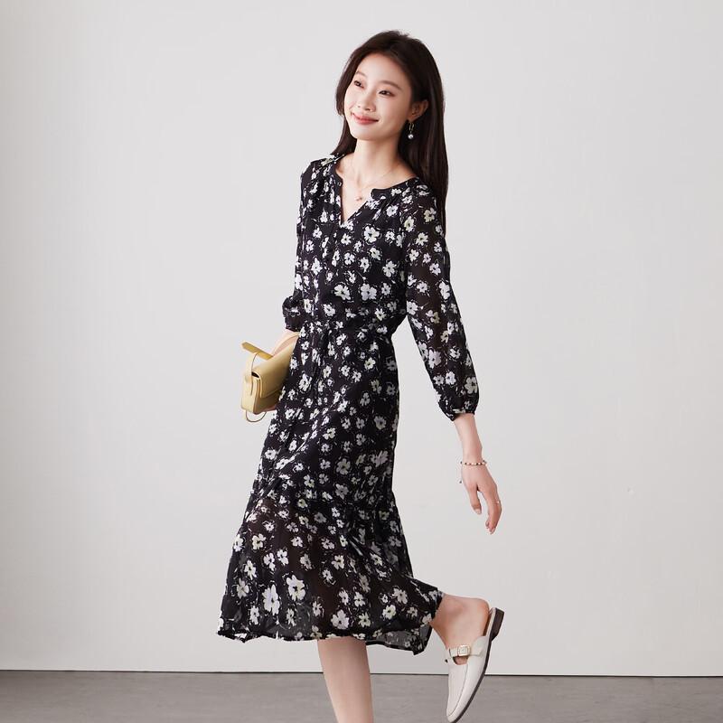 SOFSIL Women's Floral V-Neck Tie-Waist Dress