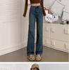 Women's 2025 Retro Wide-Leg High-Waisted Velvet Jeans - Slimming, Loose-Fit for Spring & Autumn