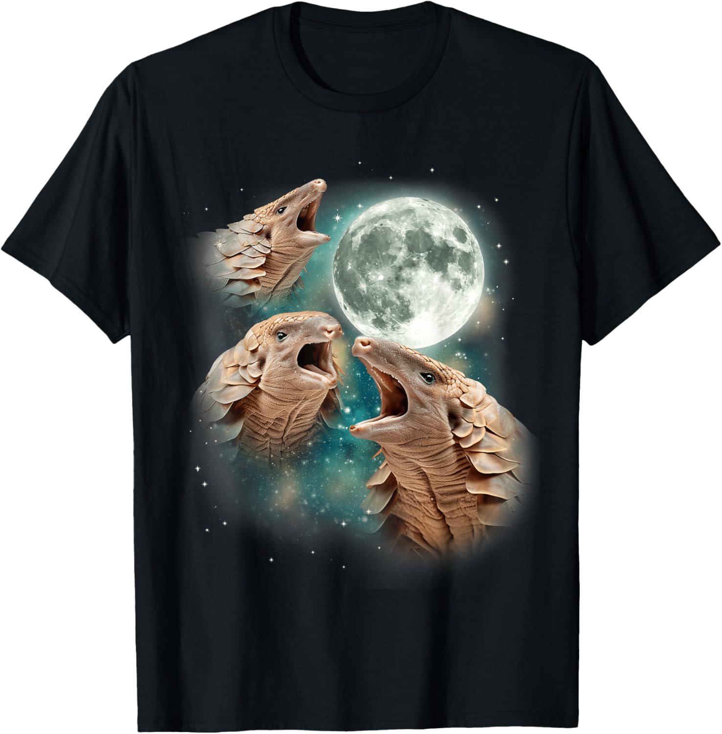 

Three Pangolin Howling Moon Graphic Print Men s Cotton T-Shirt Casual Trip Tee 4XL