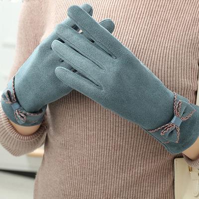Bow Ladies Winter Accessories Korean Style Mittens German Fleece  Gloves Women's Gloves