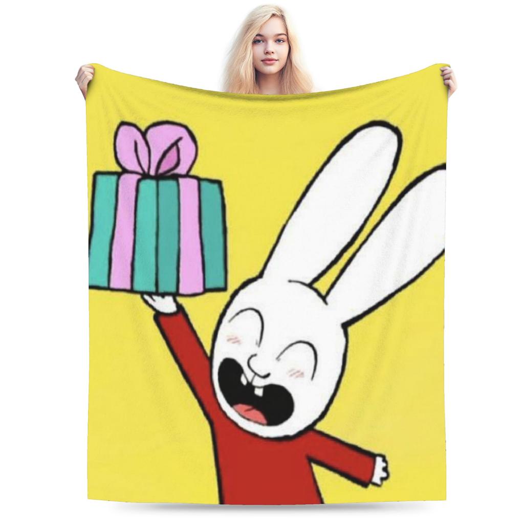 S-Simon Super Rabbit Super Soft Blanket For Couch Bed Trend Throw Blanket Winter Travel Car Flannel Bedspread